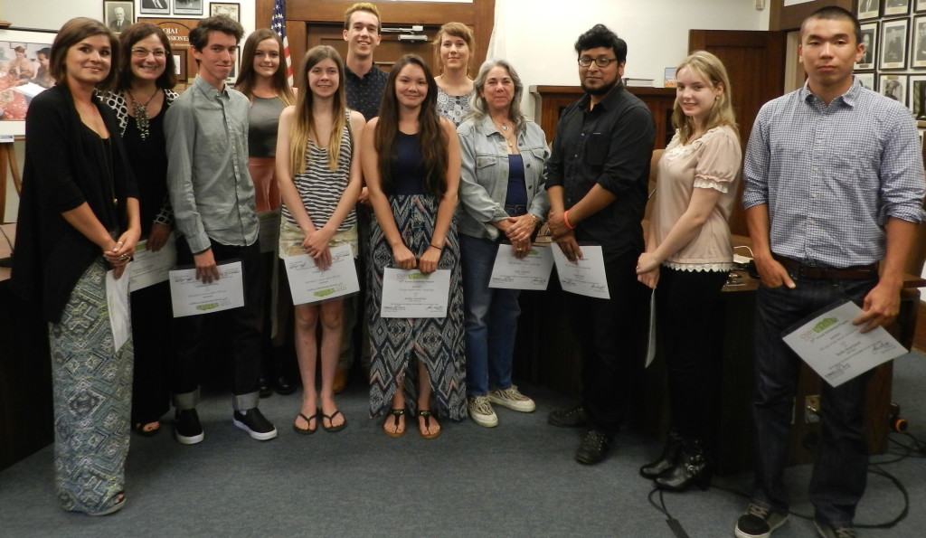 2015 Award winners from left to right — Jamie Swan, Donna Granata, Damian Antonio, Sarah Law, Kayla Petrucci, Jesse Sohn, Ashley Goodman, Kristin Williams, Lynne Holmes, David Soto, Elise Fedoroff, and friend receiving for Reiko Heartland. Not shown are Robert Nafie and Kiernan Szakos. Courtesy photo.