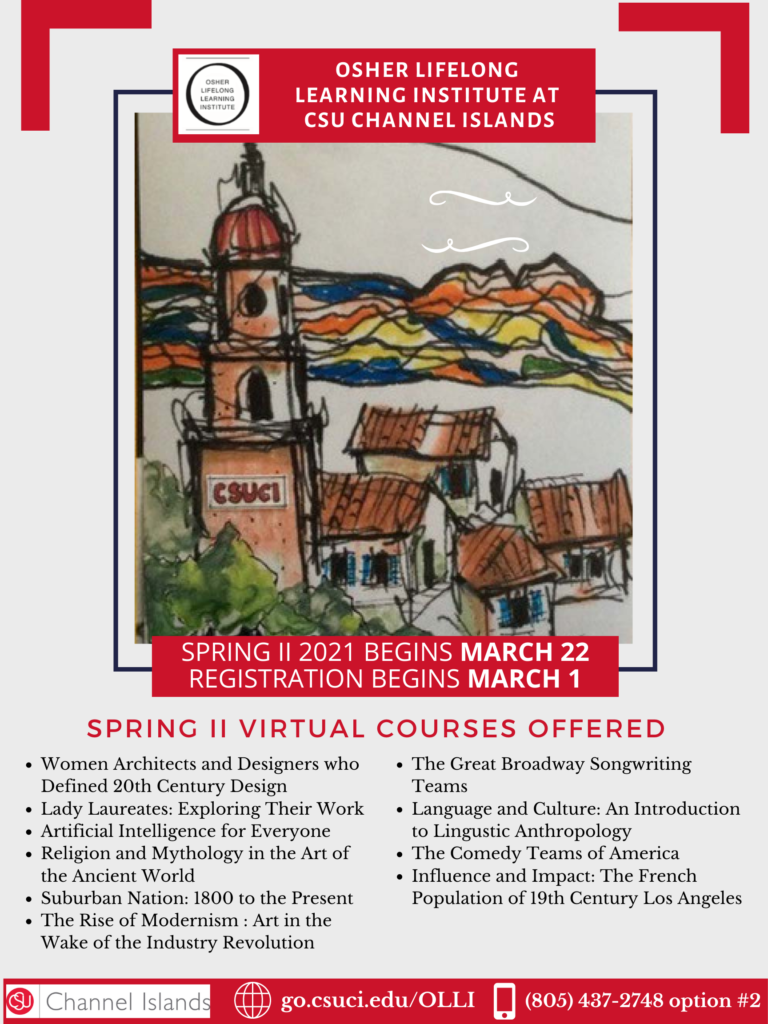 Spring II 2021 Virtual Classes begin March 22 at Osher Lifelong